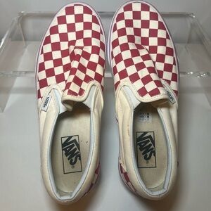 Vans Kids Red and White Checkered Slip-Ons